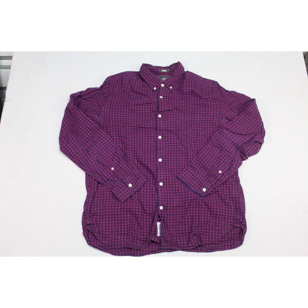 H&M LOGG Men Blue Casual Button Down Plaid Long Sleeve Size Large